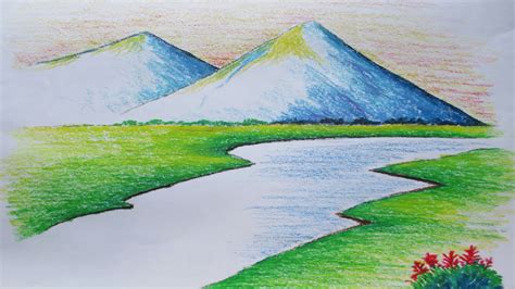 How to draw Simple Scenery Art For Beginners .
